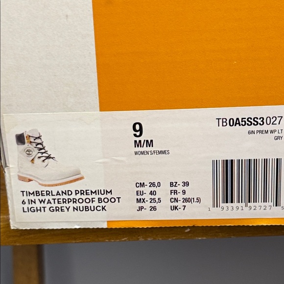 Timberland Boot Light Grey Nubuck 6” Waterproof in Size 9 NWT - Picture 12 of 13